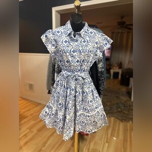 Chic Blue and White Mini Dress